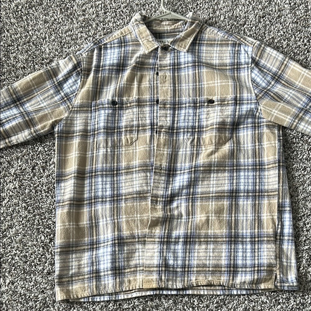 PacSun Beige and Light Blue Checkered Shirt